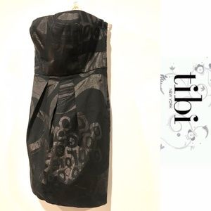 TIBI black jacquard strapless party dress ▪️sz 2
